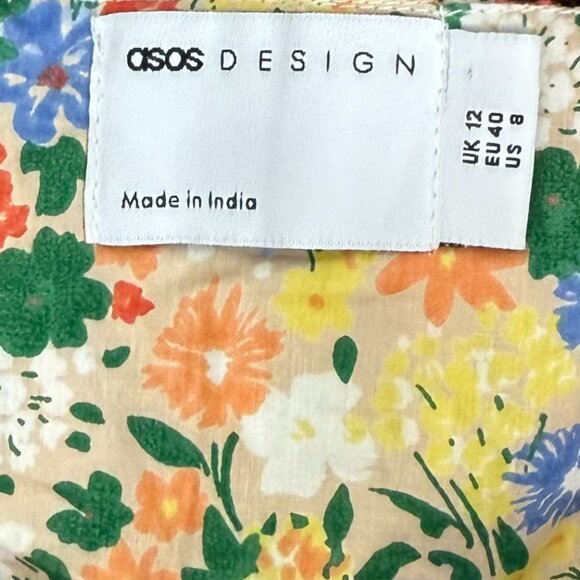 ASOS Design Women's Floral Smocked Flounce Mini Dress, Size 8 - Picture 7 of 9